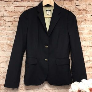 J CREW NAVY AND WHITE PINSTRIPE SCHOOLBOY BLAZER